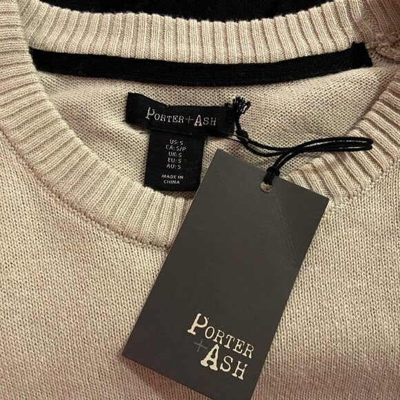 PORTER + ASH Men's Oatmeal / Black Knit Sweater - Size Small - NWT - Picture 3 of 3